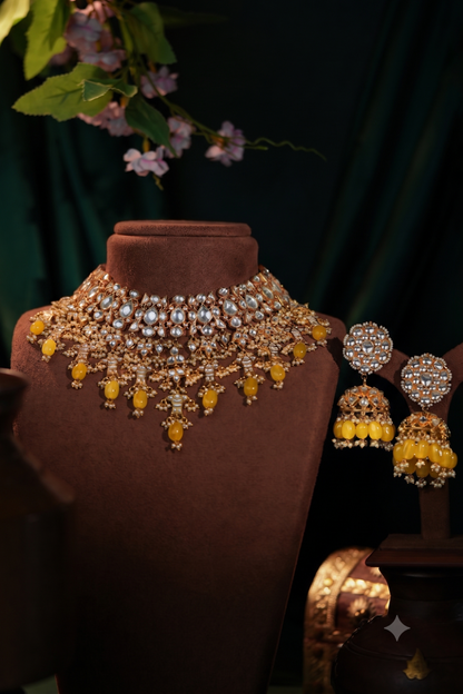 Jade stone Bridal necklace with jhumki earrings