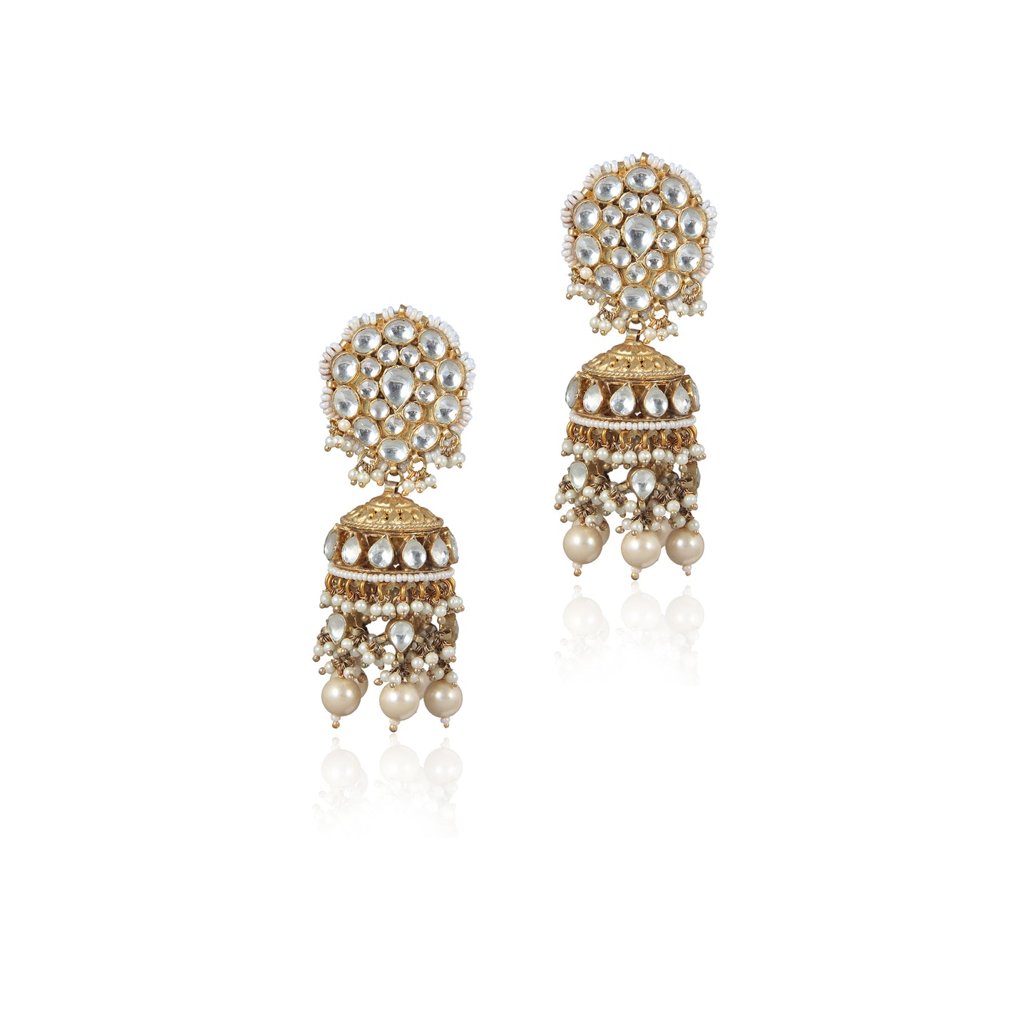 WHITE FLOWER WITH JADTAR STONE NECKLACE SET