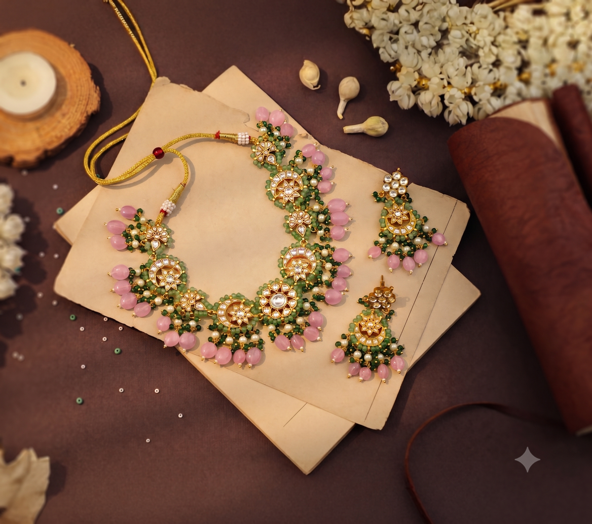 Dressy yet classic necklace with trendy pastel beads