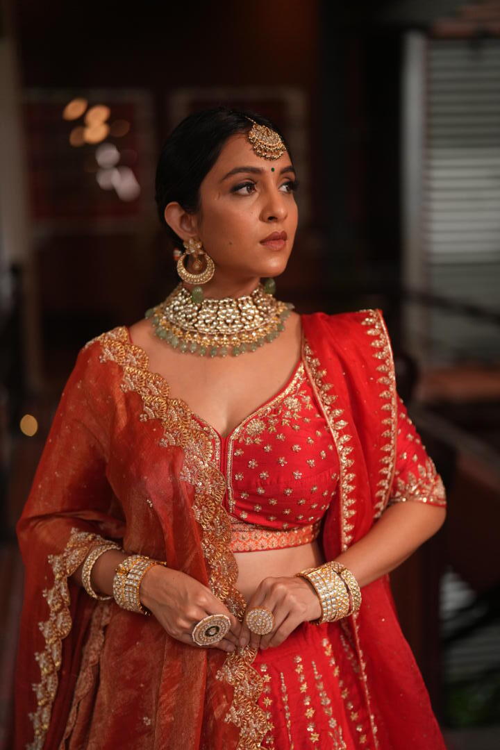 White Jadtar  Necklace Set With Jade Green Drops And Chandbali Earrings