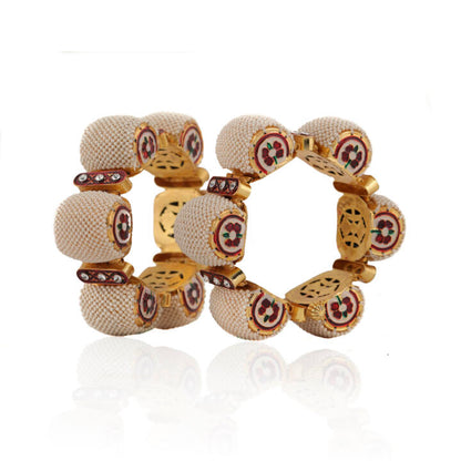 White Flower Work Gajara Bangles