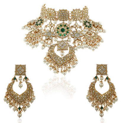 Bridal Necklace Set In White And Green