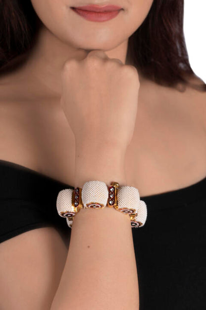 White Flower Work Gajara Bangles