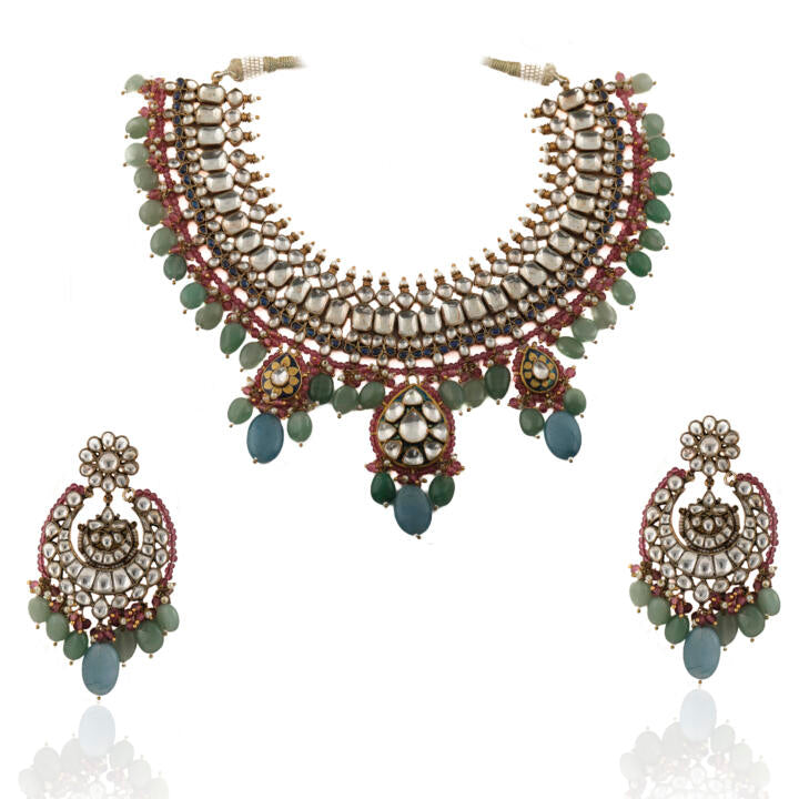 Sea Green & Pestle Blue New Necklace Set