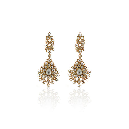 White Jadtar Stone Earrings