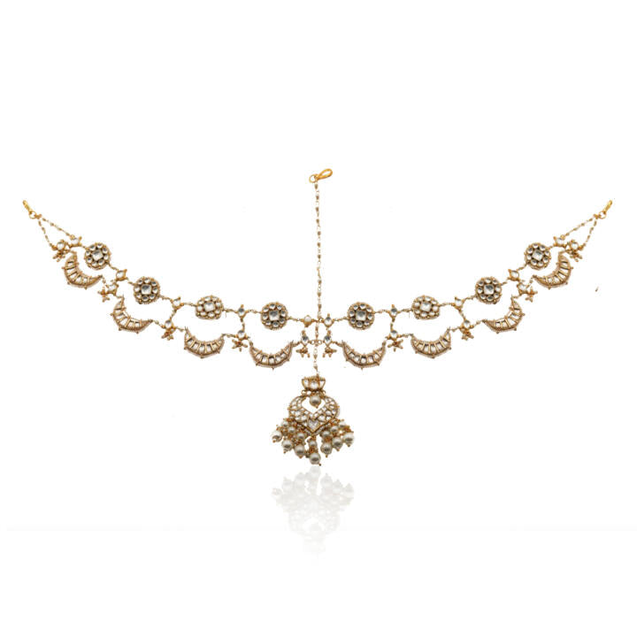 White Chand Shaped Mathapatti