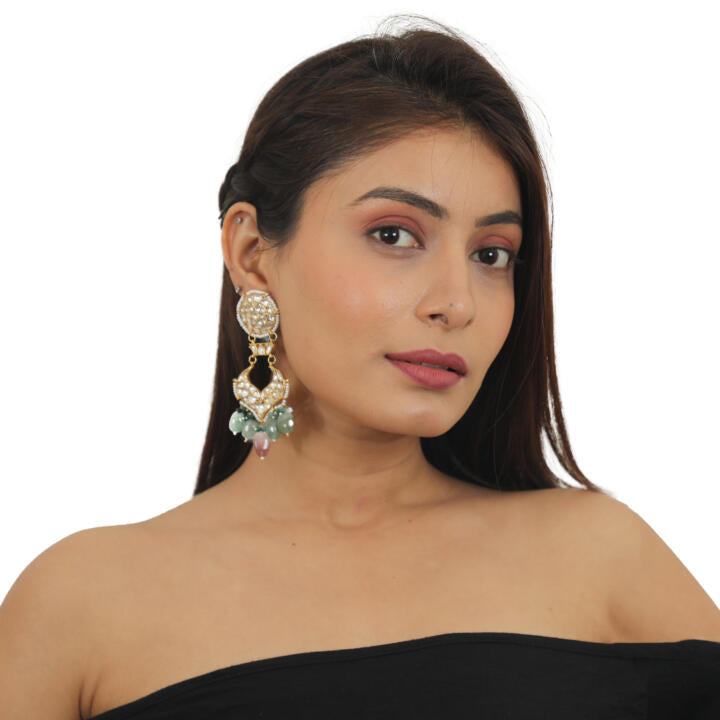 22Kt Gold Plated Choker Necklace Studded With Jadtar Stones In Blue