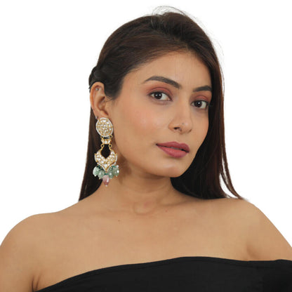 22Kt Gold Plated Choker Necklace Studded With Jadtar Stones In Blue