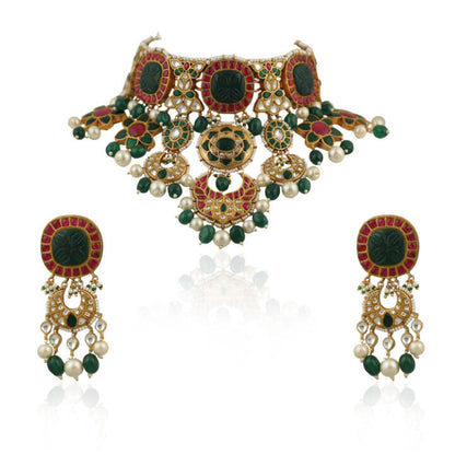 Red And Green Heavy Bridal Neacklace Set