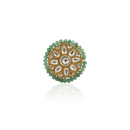Floral Jadau Ring In 22Kt Gold Plating