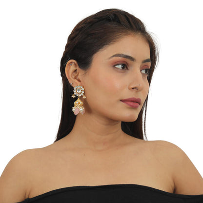 Light Pink Choker Set With White Pearl