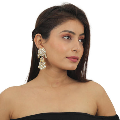 Blue Meenawork Choker Set With White Pearl