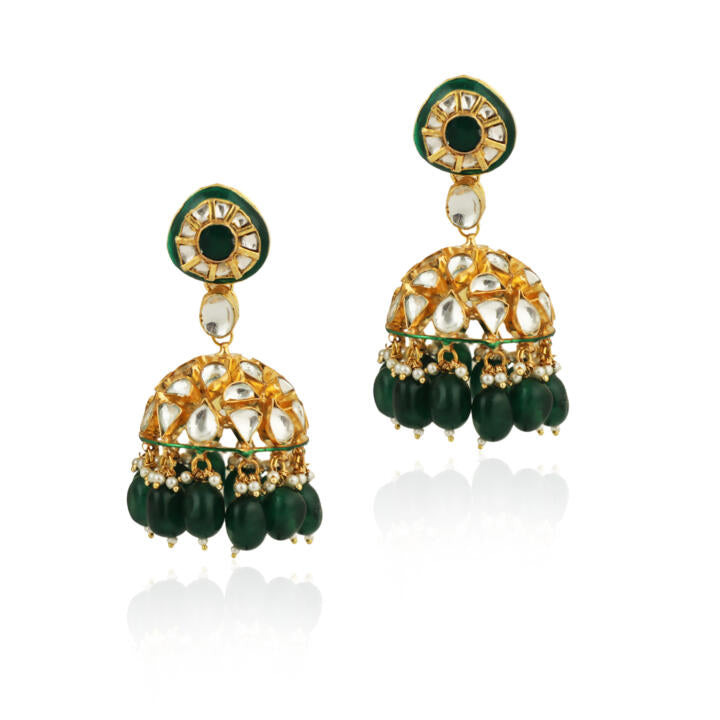 Green Meenakari Double Layered Necklace Set
