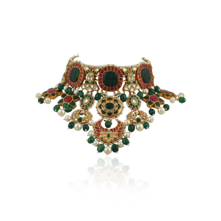 Red And Green Heavy Bridal Neacklace Set