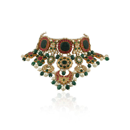 Red And Green Heavy Bridal Neacklace Set