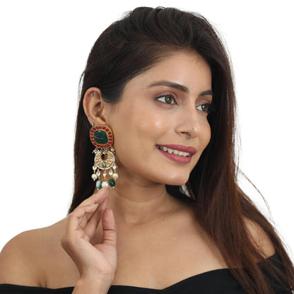 Red And Green Heavy Bridal Neacklace Set
