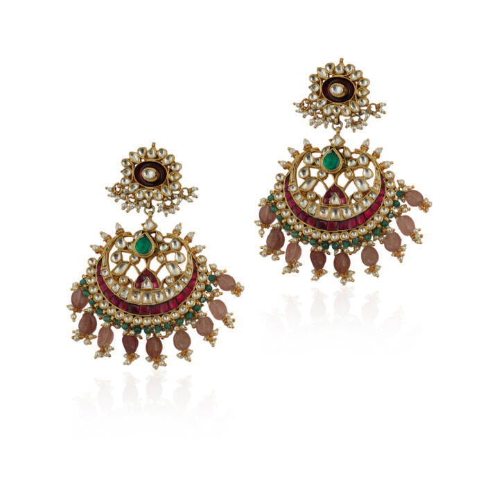Pink And Green Earrings Beadded Pastel Pink Beads