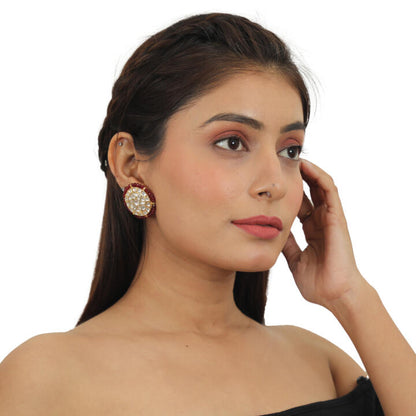 White Tops With Red Moti Work
