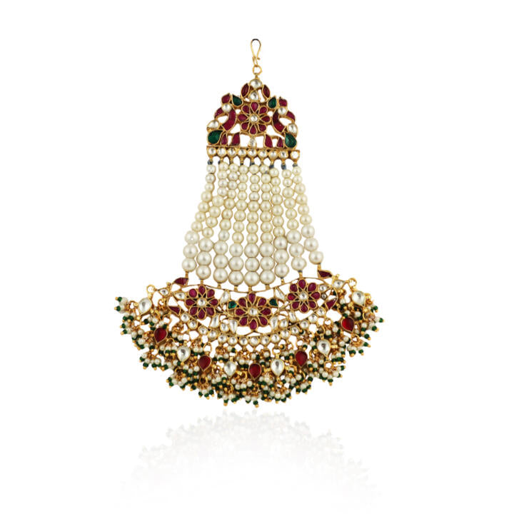 Multicolour Passa With Floral Design And Pearl Beads