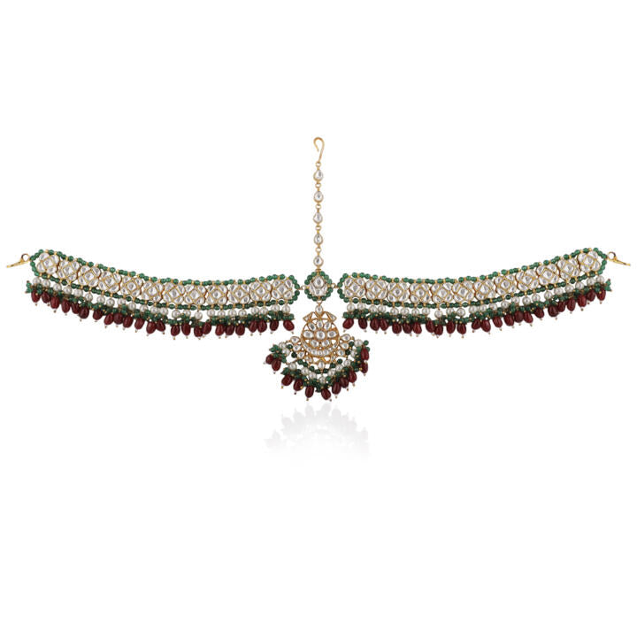Sea Green And Maroon Hairband