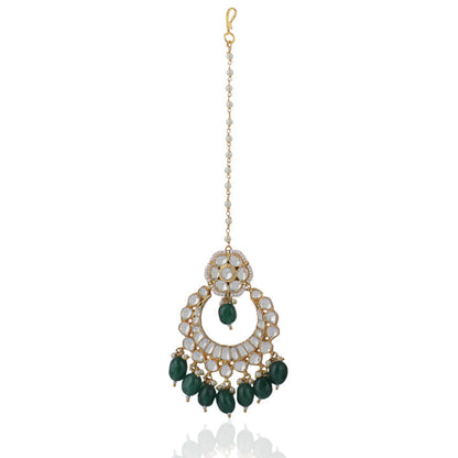 Green Beads White Jadtar Tikka