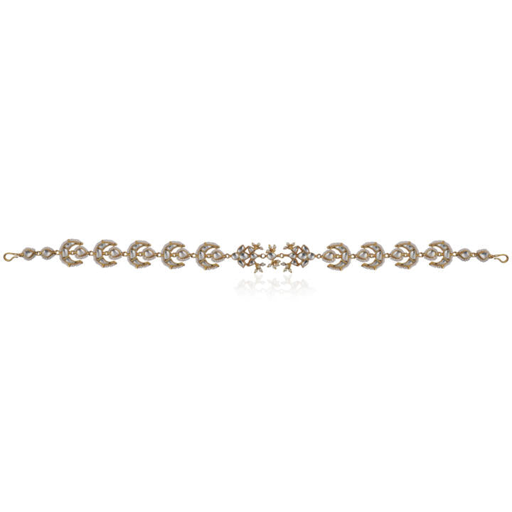 Chandshape Mathapatti Hairband Studded With White Jadtar Stones