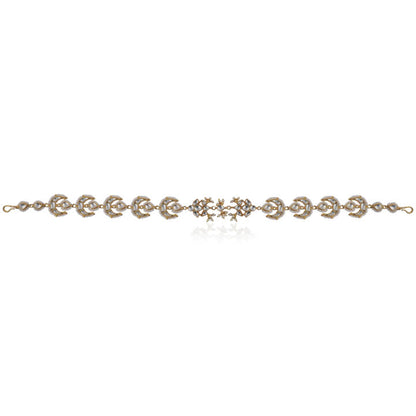 Chandshape Mathapatti Hairband Studded With White Jadtar Stones