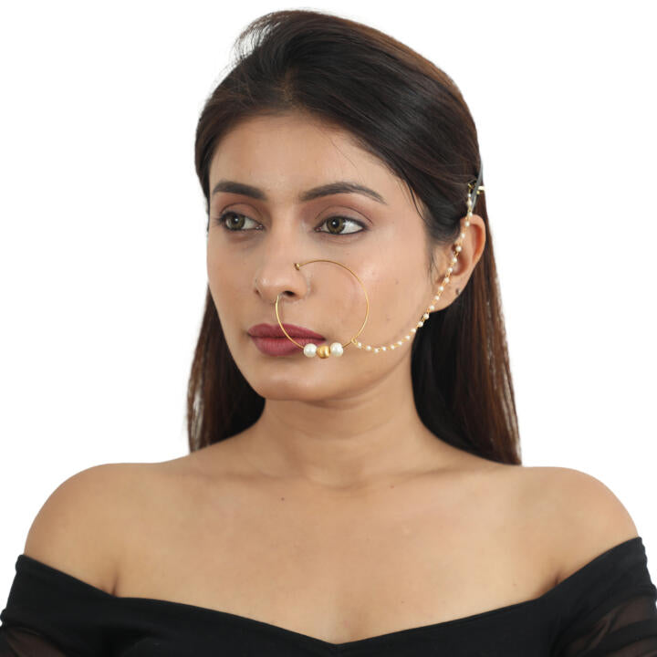 22Kt Gold Plated Nose Ring In Golden