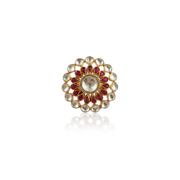 Big White And Pink Small Stone Ring