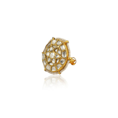 Small White Jadtar Stone Ring