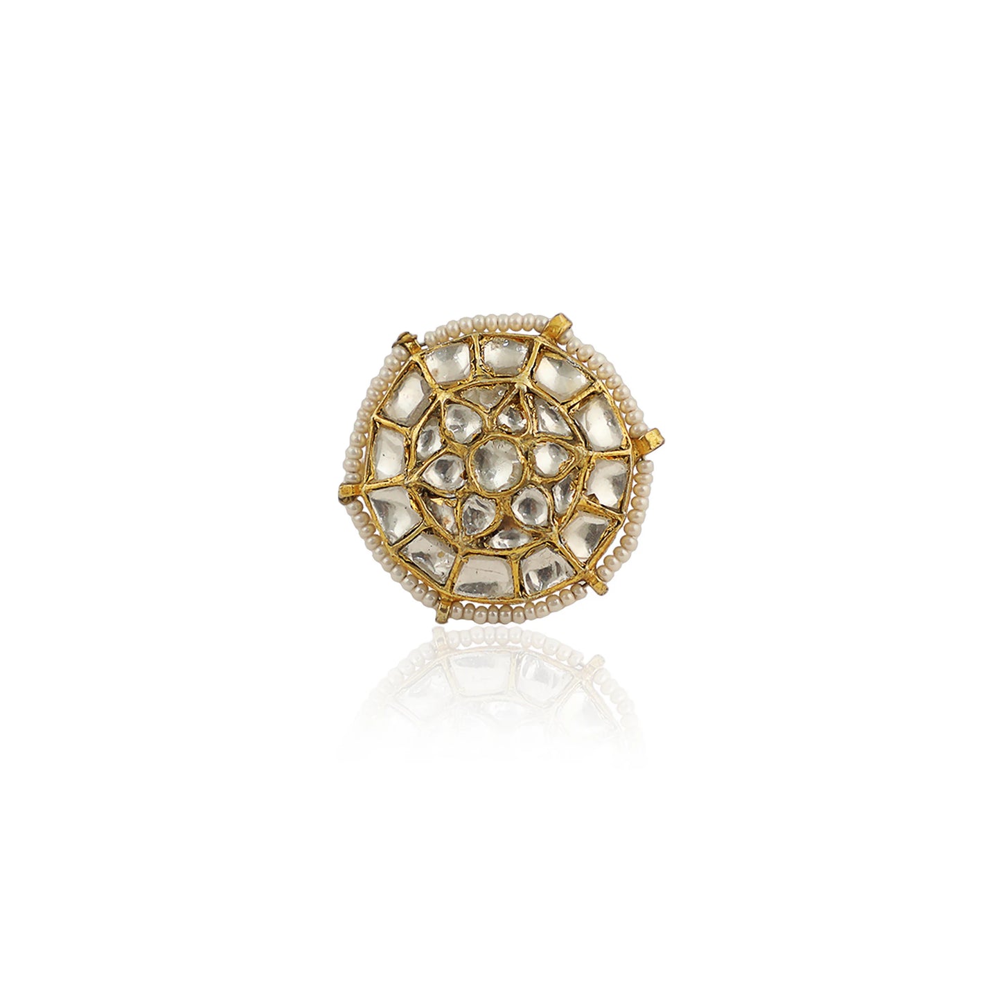 Small White Jadtar Stone Ring