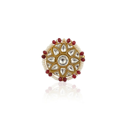 Floral Jadau Ring In 22Kt Gold Plating