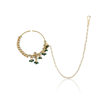 Bridal Nosering With Emerald Green Drops