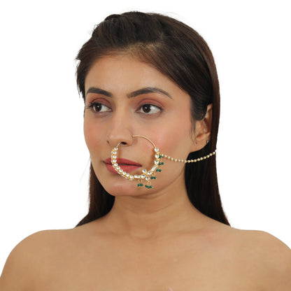 Bridal Nosering With Emerald Green Drops