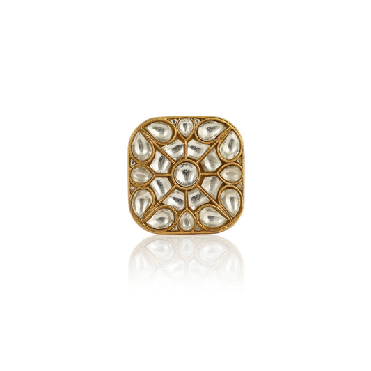 White Jadtar Stone Ring