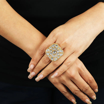 White Jadtar Stone Ring
