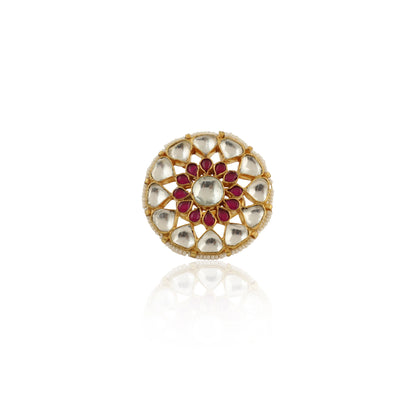 White And Pink Stone Jadtar Ring
