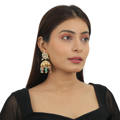 Sea Green And Pastel Pink Beads Jhumki