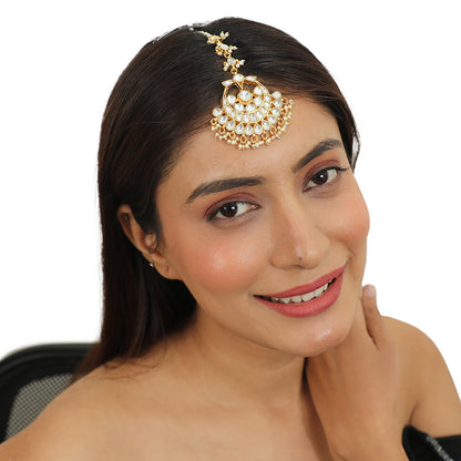 Wedding Wear  White Jadtar Stone  Tikka