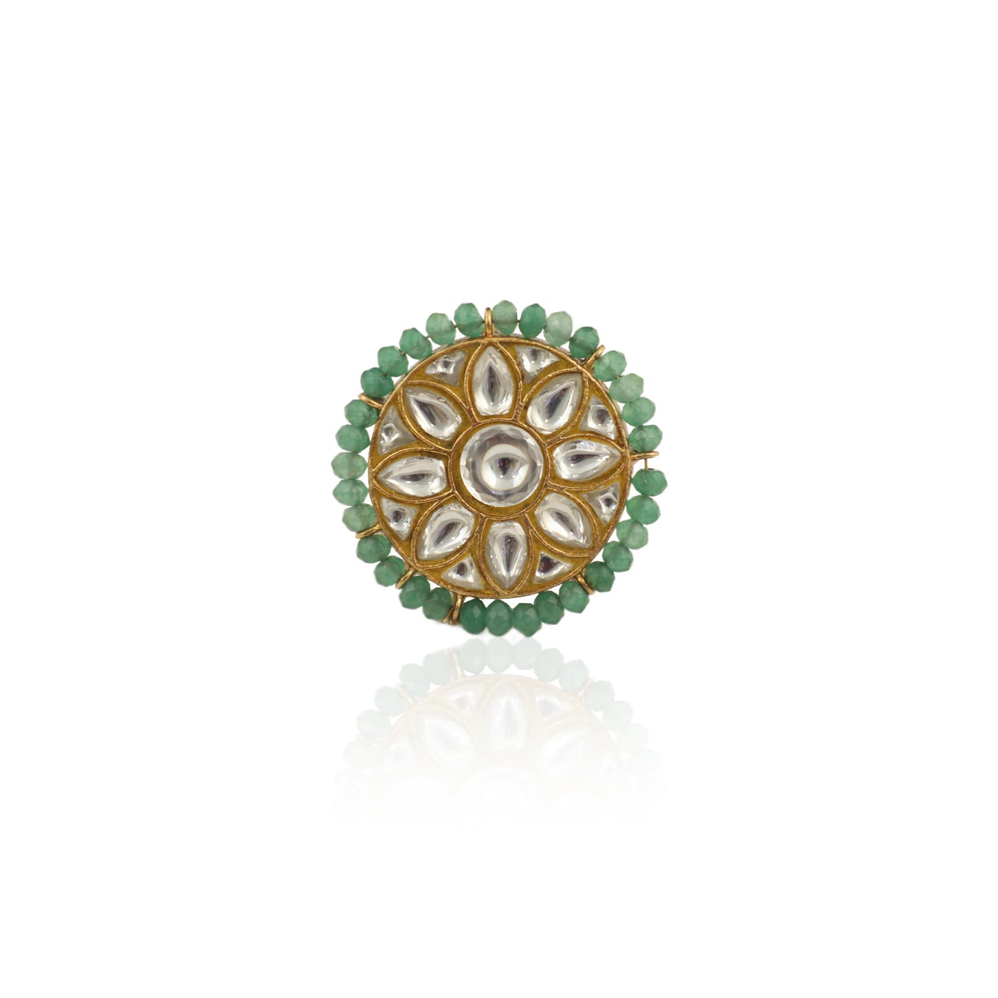 Floral Jadau Ring In 22Kt Gold Plating