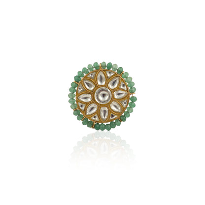 Floral Jadau Ring In 22Kt Gold Plating