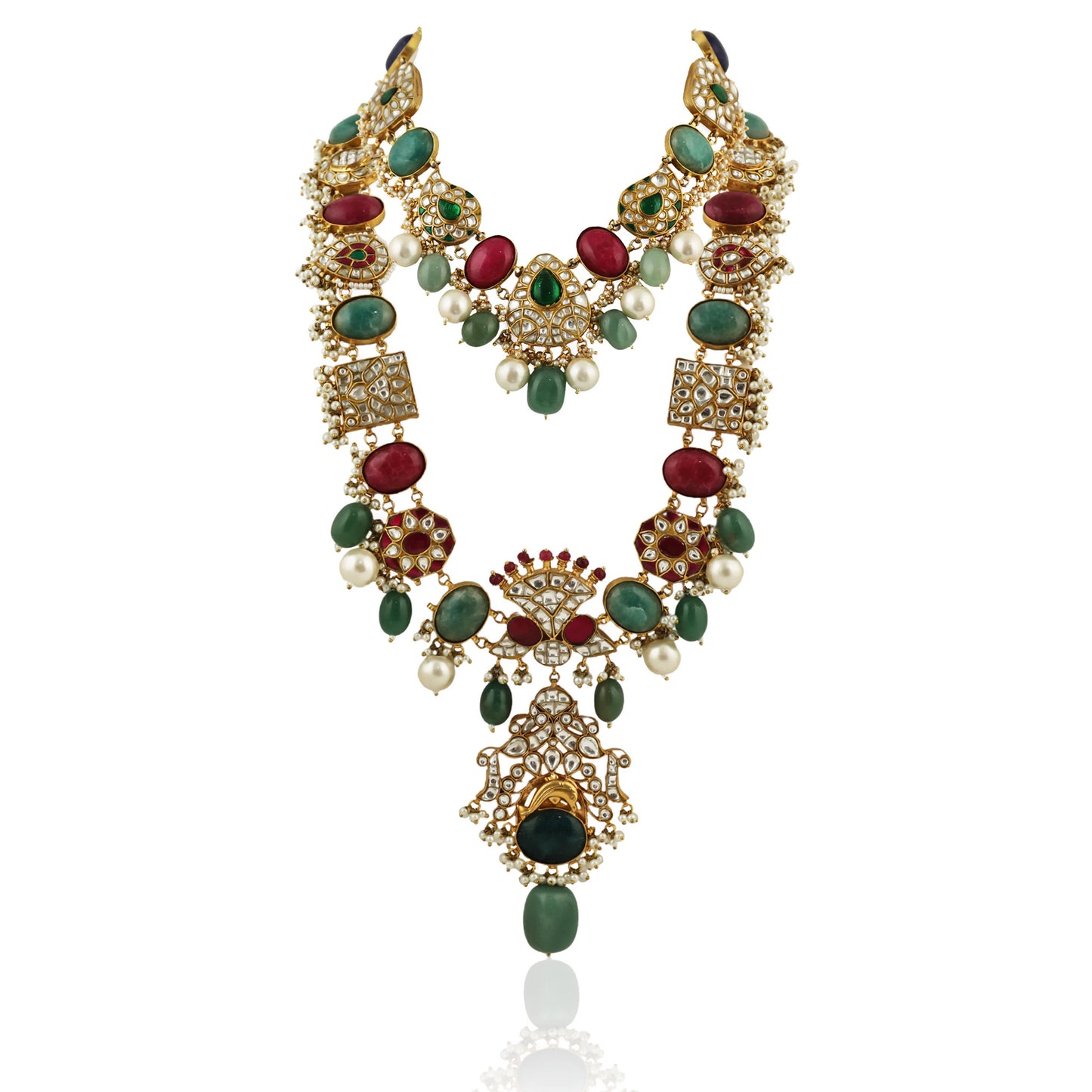 Multicolour Double Layer Traditional Necklace Set