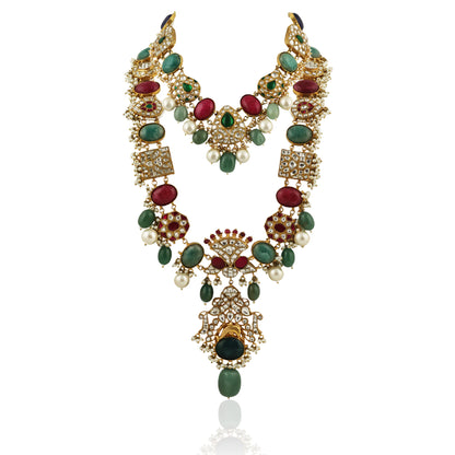 Multicolour Double Layer Traditional Necklace Set
