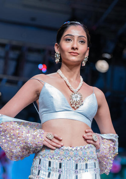 Firozi Meenakari Earring With Pink Drop
