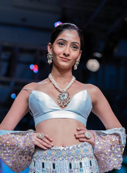 Firozi Meenakari Earring With Pink Drop