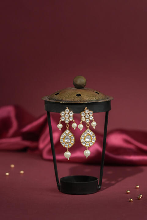 Traditional pearl embellished earrings
