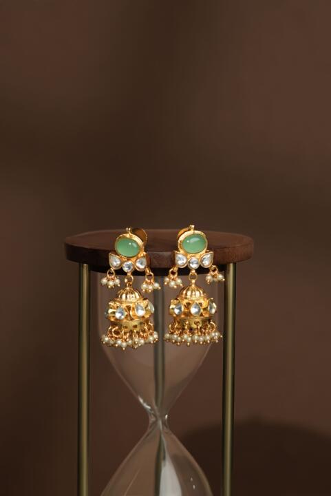 Traditional indian jewellery set with pearl and green beads