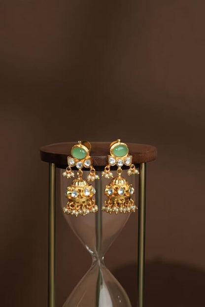 Traditional indian jewellery set with pearl and green beads