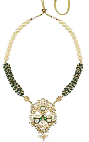 Green And White Pendant Maala