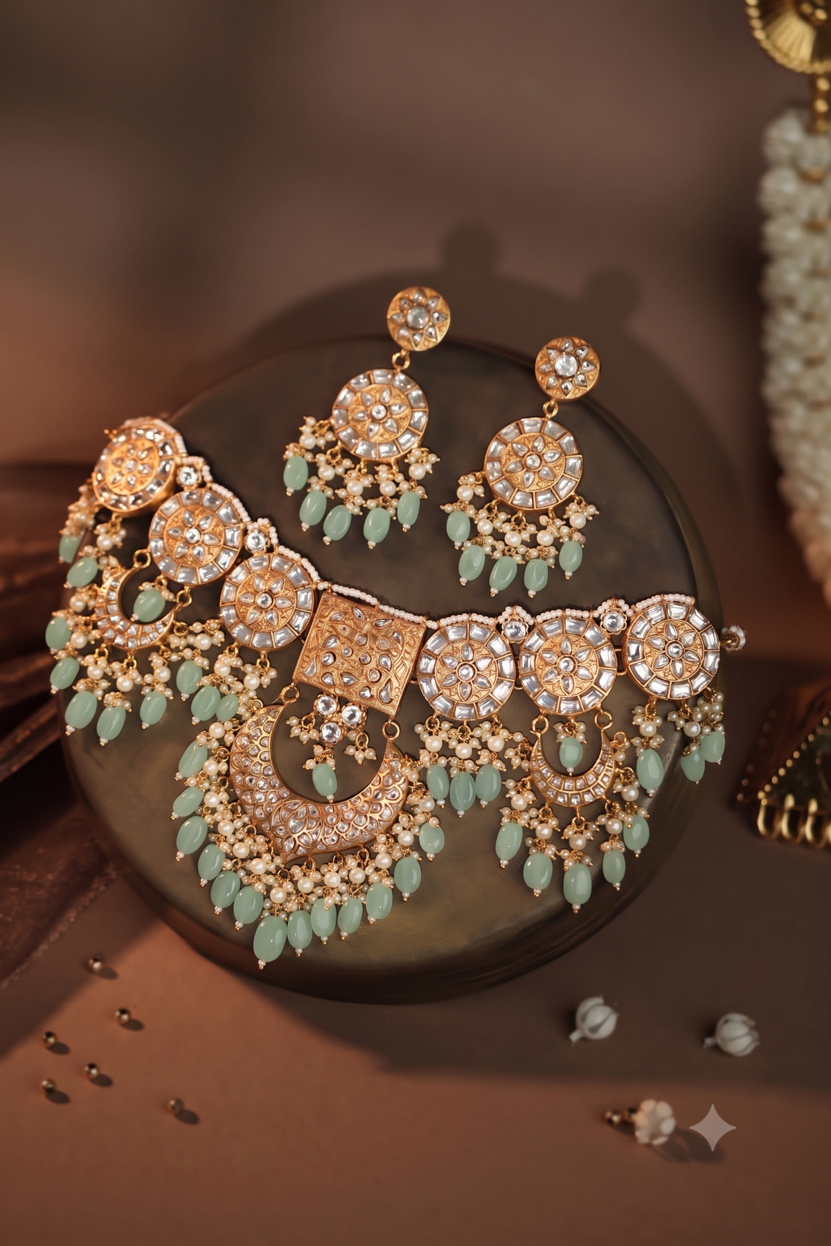 Royal heritage jadtar ensemble purple drop Necklace set